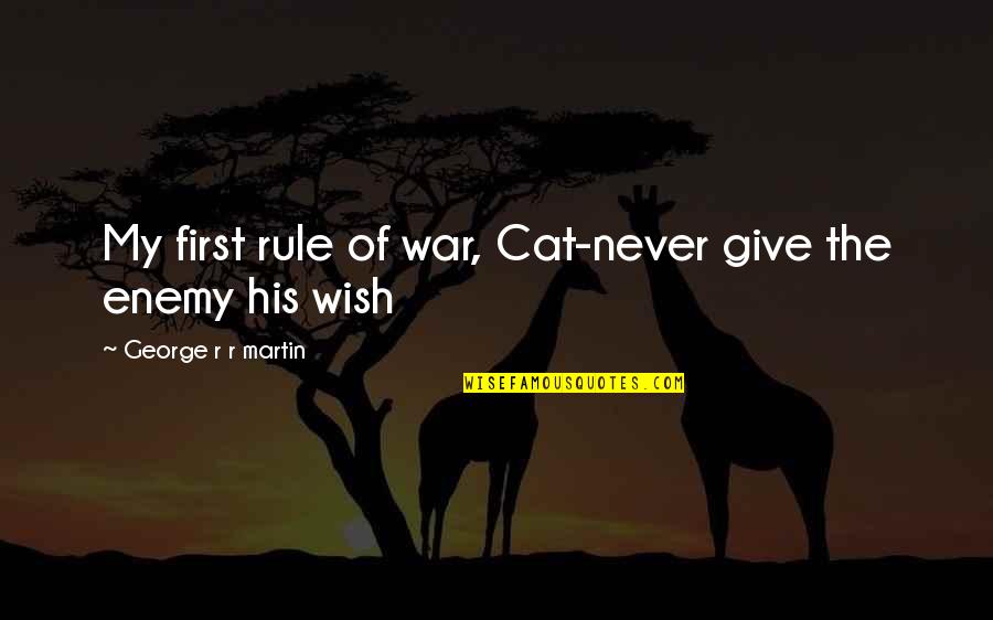 Rules Of War Quotes By George R R Martin: My first rule of war, Cat-never give the