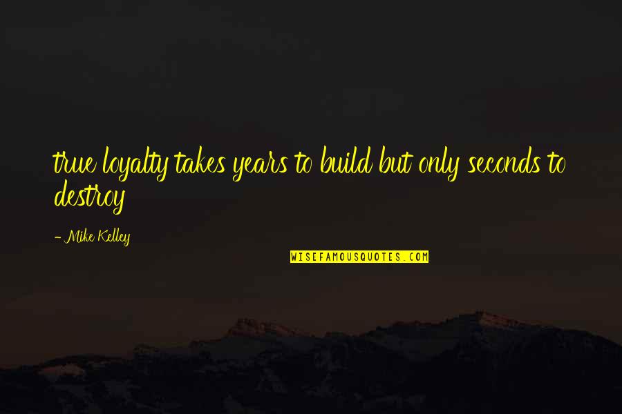 Ruling A Kingdom Quotes By Mike Kelley: true loyalty takes years to build but only