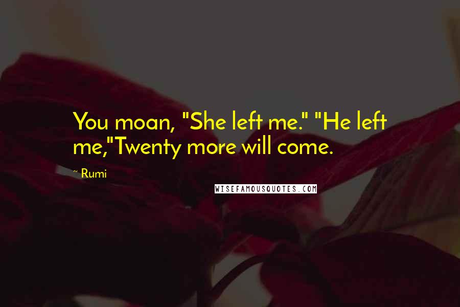 Rumi quotes: You moan, "She left me." "He left me,"Twenty more will come.