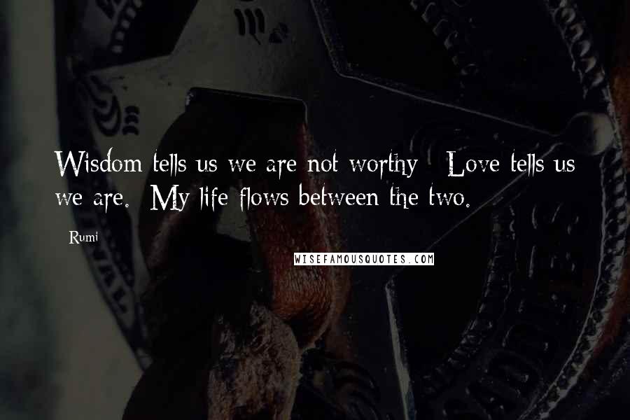 Rumi quotes: Wisdom tells us we are not worthy; Love tells us we are. My life flows between the two.