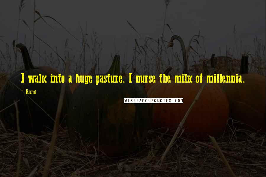 Rumi quotes: I walk into a huge pasture. I nurse the milk of millennia.