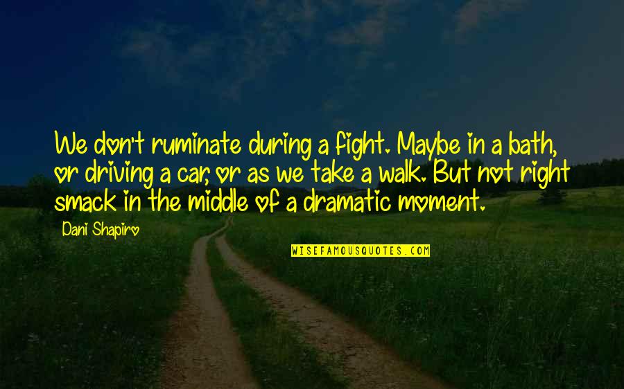 Ruminate Quotes By Dani Shapiro: We don't ruminate during a fight. Maybe in Ruminate Quotes By Dani Shapiro: We don't ruminate during a fight. Maybe in