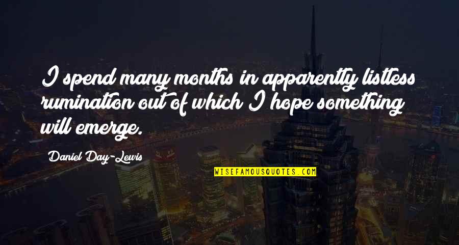 Rumination Quotes By Daniel Day-Lewis: I spend many months in apparently listless rumination