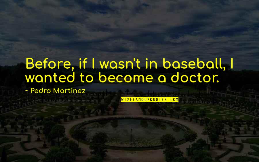 Rummel Insurance Quotes By Pedro Martinez: Before, if I wasn't in baseball, I wanted Rummel Insurance Quotes By Pedro Martinez: Before, if I wasn't in baseball, I wanted