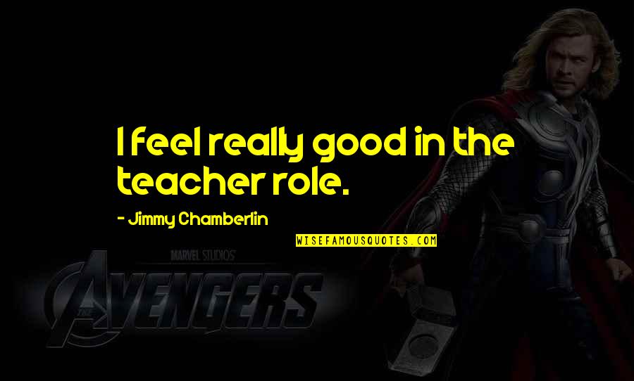 Rumpleheaded Quotes By Jimmy Chamberlin: I feel really good in the teacher role.