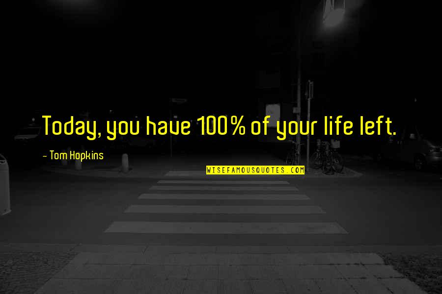Runaway Guys Quotes By Tom Hopkins: Today, you have 100% of your life left.