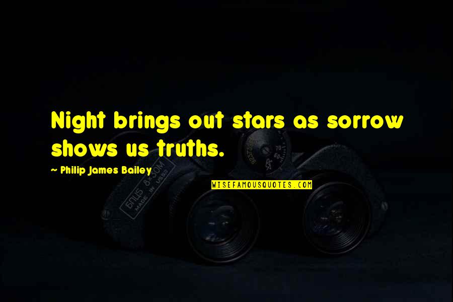Rundquist Panda Quotes By Philip James Bailey: Night brings out stars as sorrow shows us