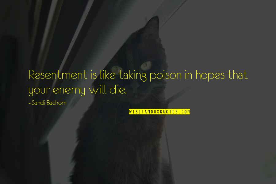 Runnel Quotes By Sandi Bachom: Resentment is like taking poison in hopes that