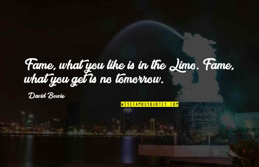 Running Away From Relationships Quotes By David Bowie: Fame, what you like is in the Limo.