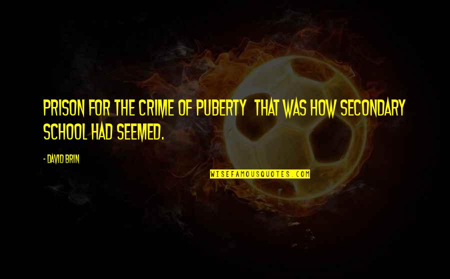 Running Girl Quotes By David Brin: Prison for the crime of puberty that was