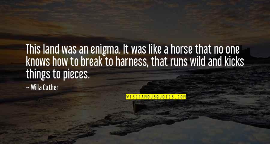 Running Wild Quotes By Willa Cather: This land was an enigma. It was like