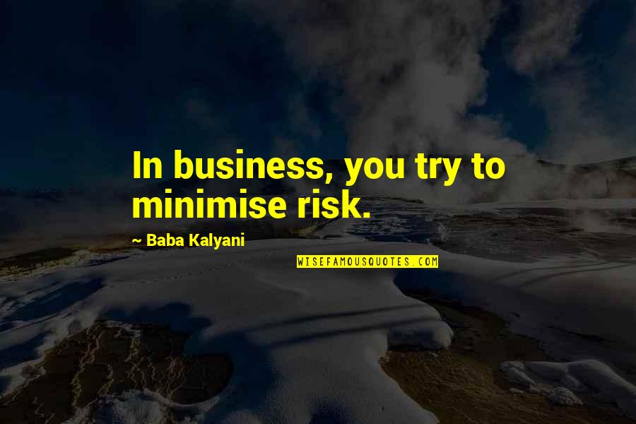 Runyan Lake Quotes By Baba Kalyani: In business, you try to minimise risk. Runyan Lake Quotes By Baba Kalyani: In business, you try to minimise risk.