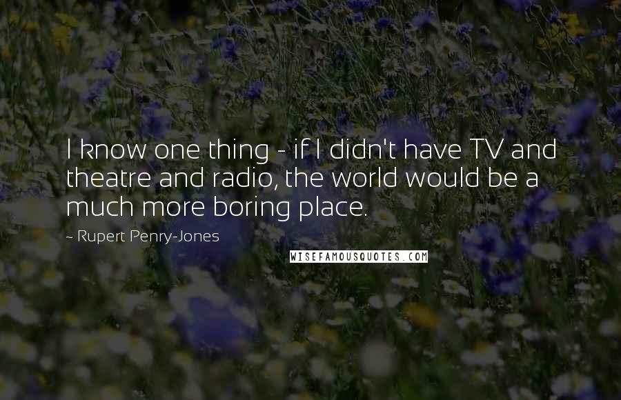 Rupert Penry-Jones quotes: I know one thing - if I didn't have TV and theatre and radio, the world would be a much more boring place.