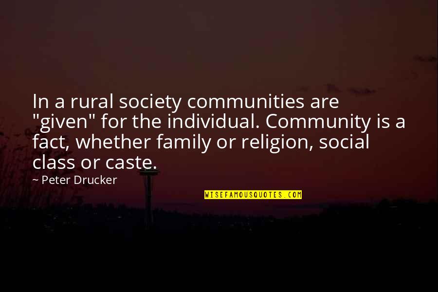 Rural Quotes By Peter Drucker: In a rural society communities are "given" for