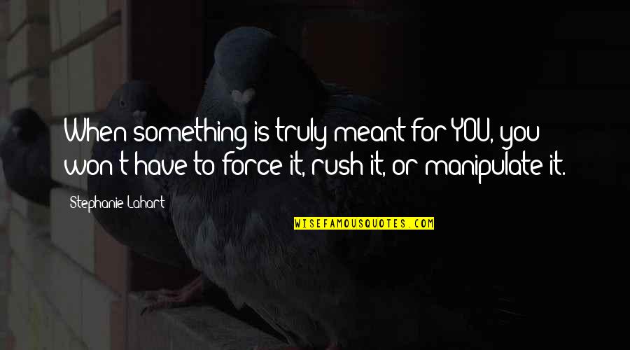 Rush Of Life Quotes By Stephanie Lahart: When something is truly meant for YOU, you