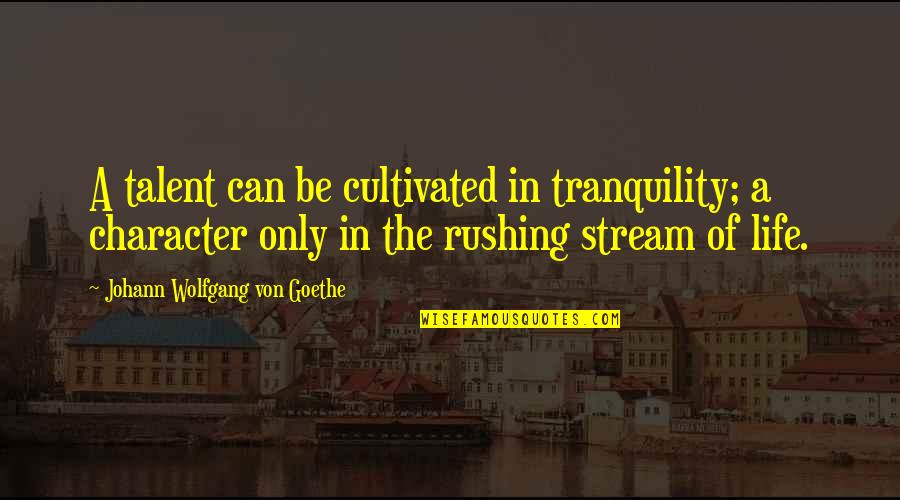 Rushing Life Quotes By Johann Wolfgang Von Goethe: A talent can be cultivated in tranquility; a