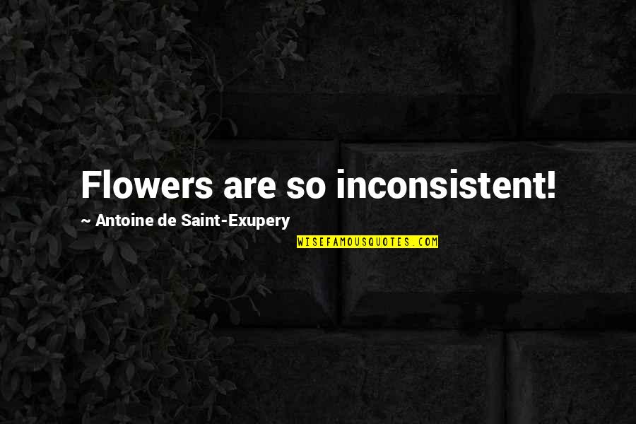 Russak Meats Quotes By Antoine De Saint-Exupery: Flowers are so inconsistent!