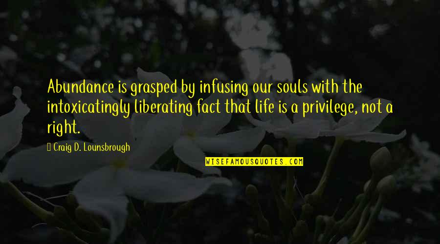 Russamee Gulyanamitta Quotes By Craig D. Lounsbrough: Abundance is grasped by infusing our souls with