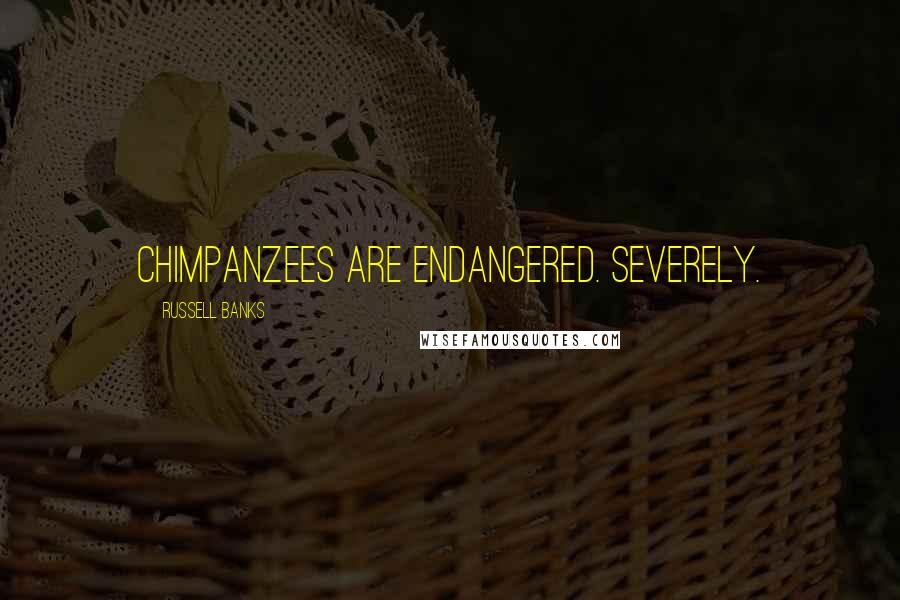 Russell Banks quotes: Chimpanzees are endangered. Severely.