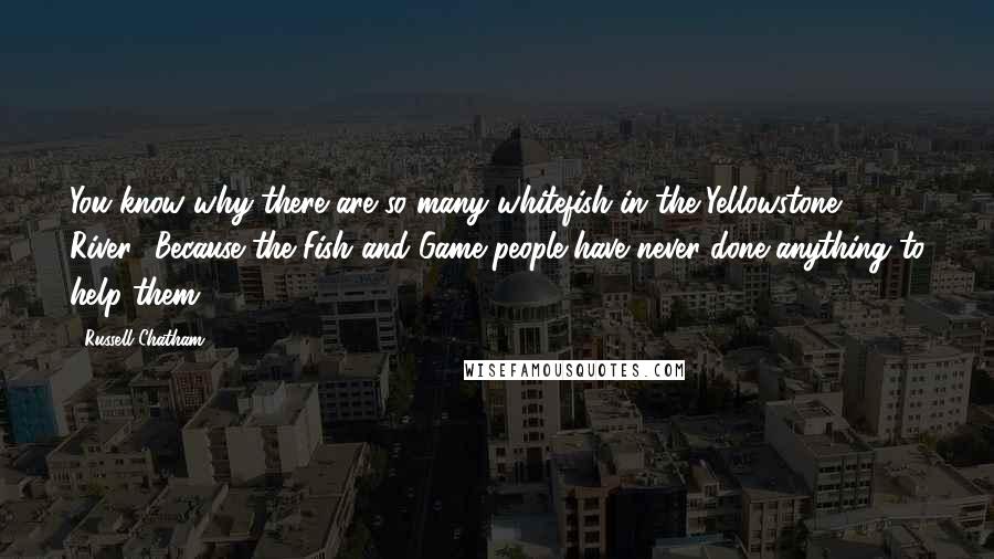 Russell Chatham quotes: You know why there are so many whitefish in the Yellowstone River? Because the Fish and Game people have never done anything to help them.