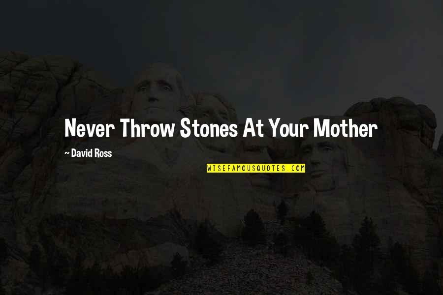 Russell Hoban Riddley Walker Quotes By David Ross: Never Throw Stones At Your Mother