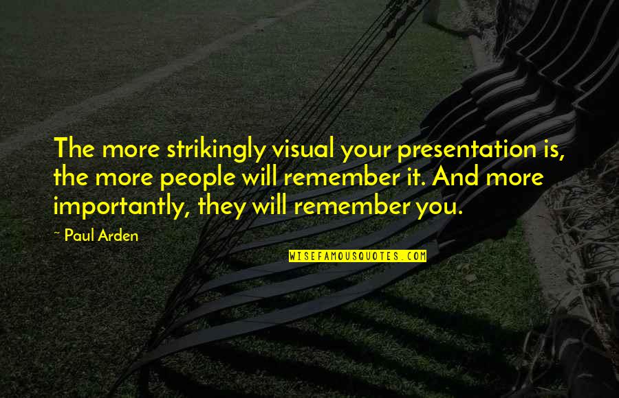 Russian Dota Quotes By Paul Arden: The more strikingly visual your presentation is, the