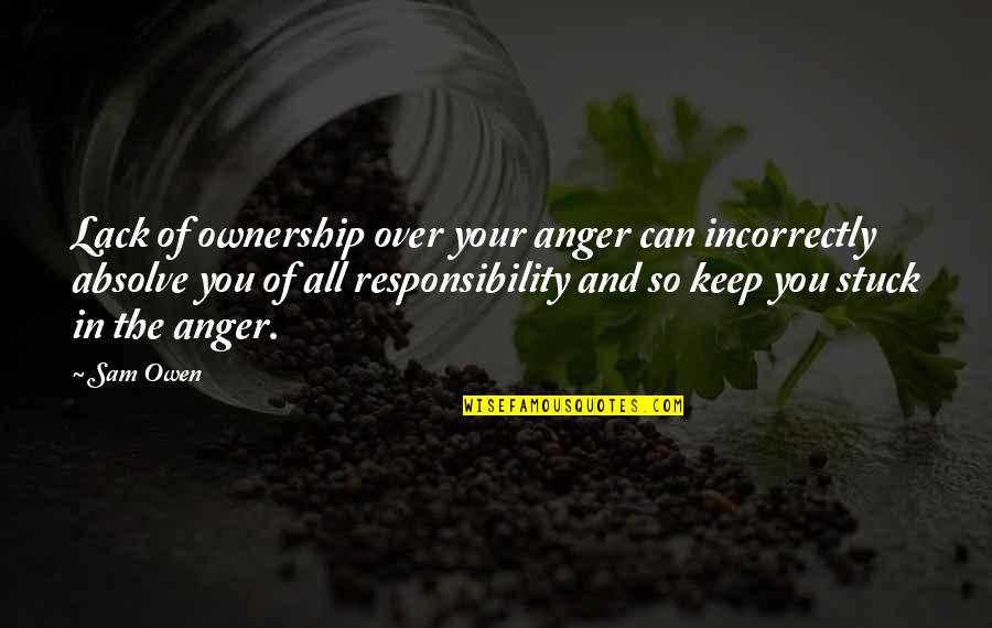 Rut Quotes By Sam Owen: Lack of ownership over your anger can incorrectly