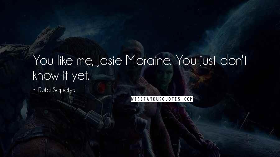 Ruta Sepetys quotes: You like me, Josie Moraine. You just don't know it yet.