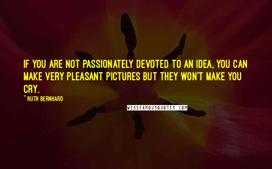 Ruth Bernhard quotes: If you are not passionately devoted to an idea, you can make very pleasant pictures but they won't make you cry.