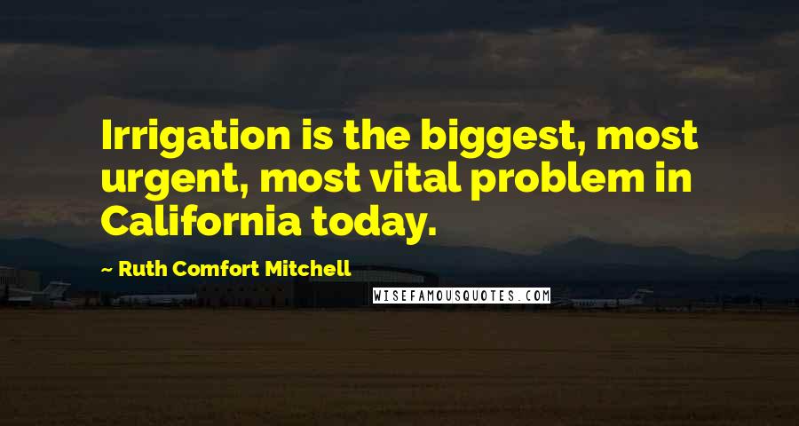 Ruth Comfort Mitchell quotes: Irrigation is the biggest, most urgent, most vital problem in California today.