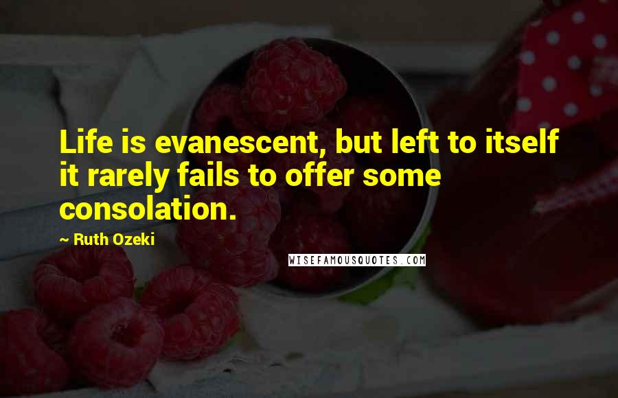 Ruth Ozeki quotes: Life is evanescent, but left to itself it rarely fails to offer some consolation.