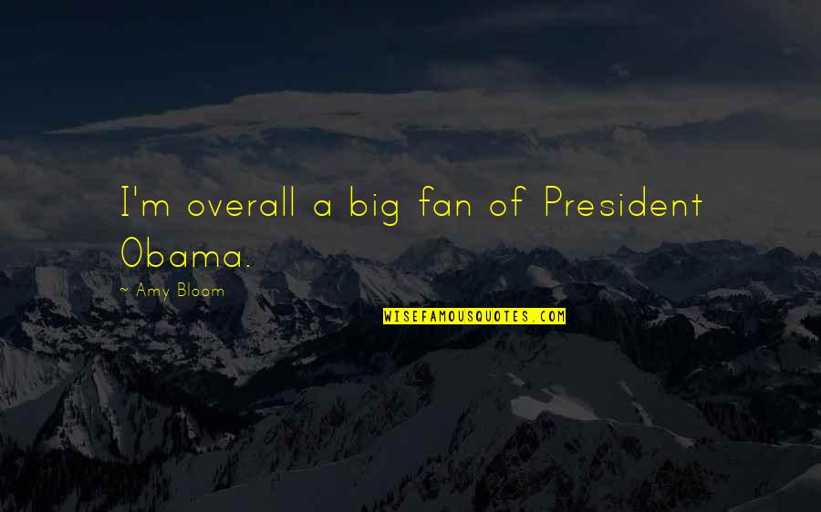 Ruth Ward Heflin Quotes By Amy Bloom: I'm overall a big fan of President Obama. Ruth Ward Heflin Quotes By Amy Bloom: I'm overall a big fan of President Obama.