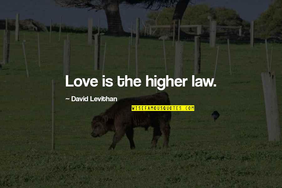 Ruthann's Quotes By David Levithan: Love is the higher law. Ruthann's Quotes By David Levithan: Love is the higher law.