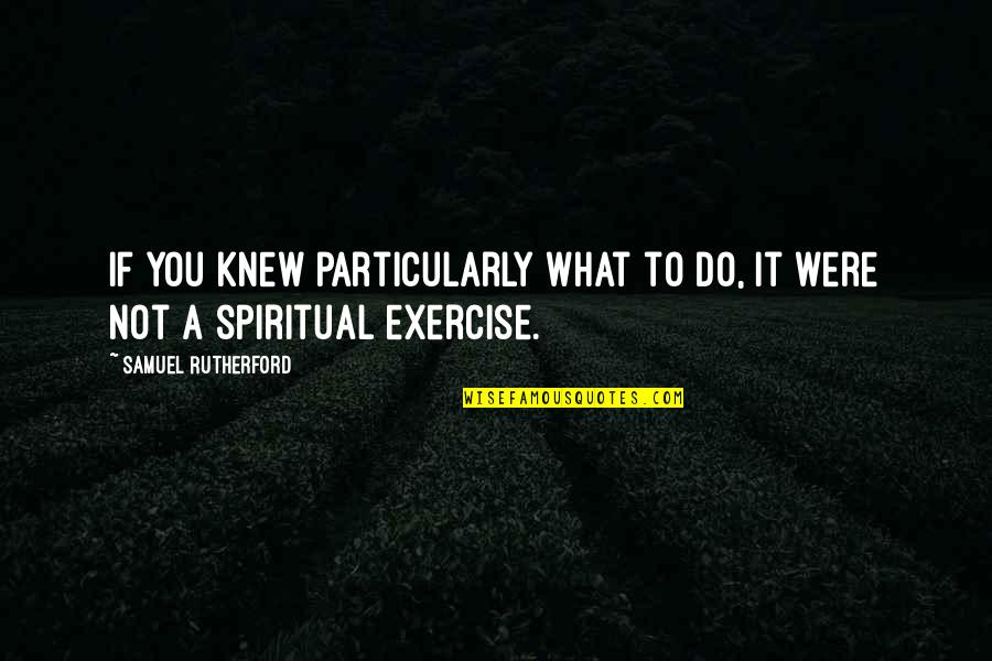 Rutherford Quotes By Samuel Rutherford: If you knew particularly what to do, it Rutherford Quotes By Samuel Rutherford: If you knew particularly what to do, it