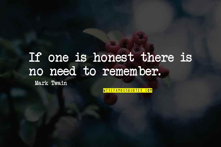 Rutilante Quotes By Mark Twain: If one is honest there is no need Rutilante Quotes By Mark Twain: If one is honest there is no need