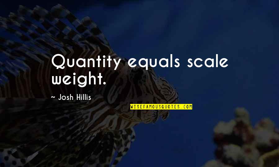 Rutvik Katuri Quotes By Josh Hillis: Quantity equals scale weight. Rutvik Katuri Quotes By Josh Hillis: Quantity equals scale weight.