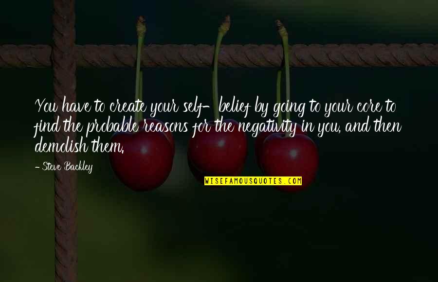 Ruxin Quotes By Steve Backley: You have to create your self-belief by going Ruxin Quotes By Steve Backley: You have to create your self-belief by going