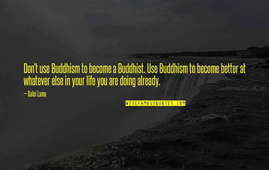 Ruzicka Group Quotes By Dalai Lama: Don't use Buddhism to become a Buddhist. Use Ruzicka Group Quotes By Dalai Lama: Don't use Buddhism to become a Buddhist. Use