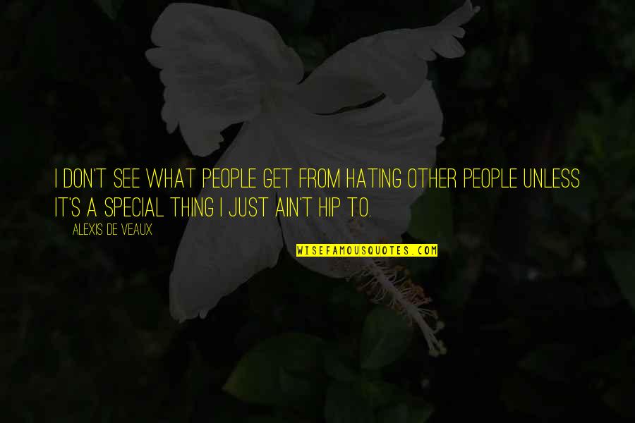 Rycke Art Quotes By Alexis De Veaux: I don't see what people get from hating