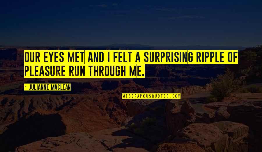 Rykker Tom Quotes By Julianne MacLean: Our eyes met and I felt a surprising Rykker Tom Quotes By Julianne MacLean: Our eyes met and I felt a surprising
