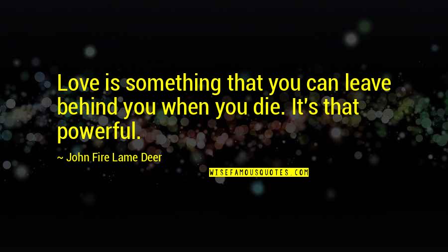 Rypex Quotes By John Fire Lame Deer: Love is something that you can leave behind Rypex Quotes By John Fire Lame Deer: Love is something that you can leave behind