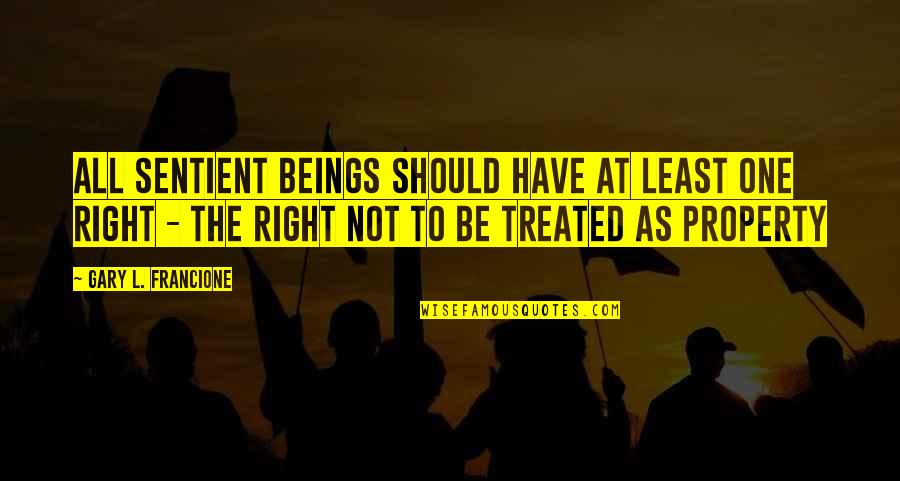 Ryszard Kotys Quotes By Gary L. Francione: All sentient beings should have at least one Ryszard Kotys Quotes By Gary L. Francione: All sentient beings should have at least one