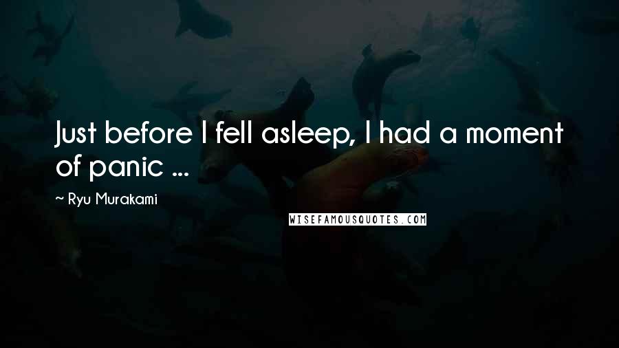 Ryu Murakami quotes: Just before I fell asleep, I had a moment of panic ...