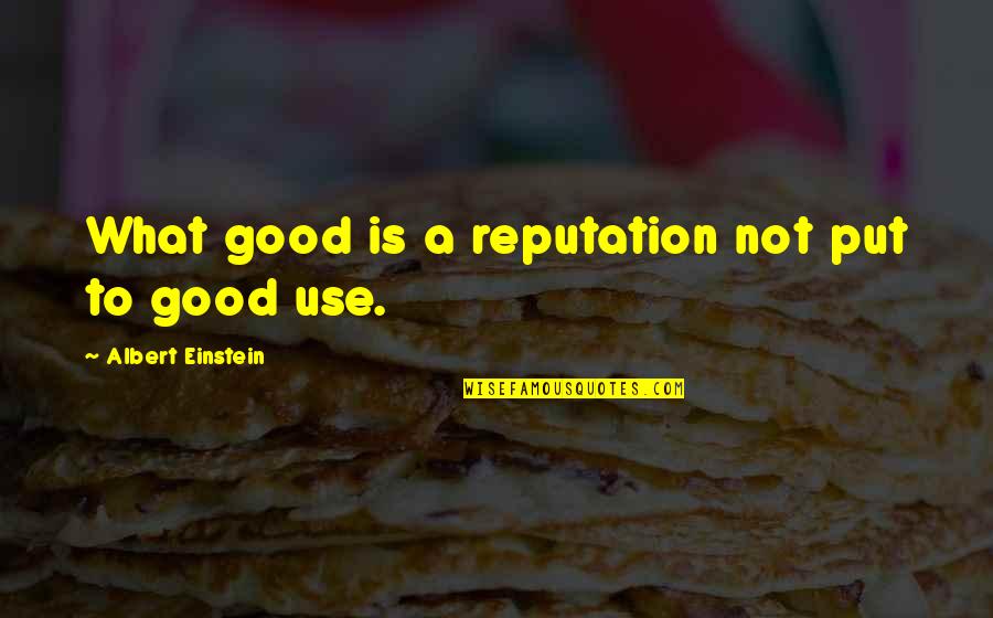 S.e Hinton Famous Quotes By Albert Einstein: What good is a reputation not put to S.e Hinton Famous Quotes By Albert Einstein: What good is a reputation not put to
