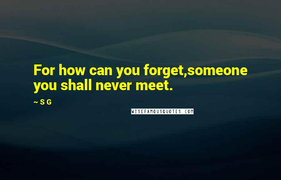 S G quotes: For how can you forget,someone you shall never meet.