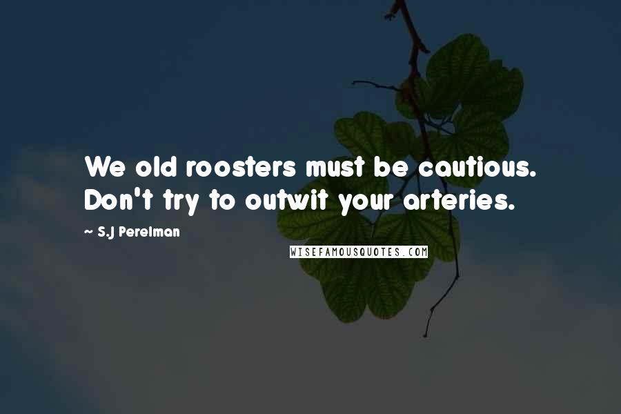 S.J Perelman quotes: We old roosters must be cautious. Don't try to outwit your arteries.