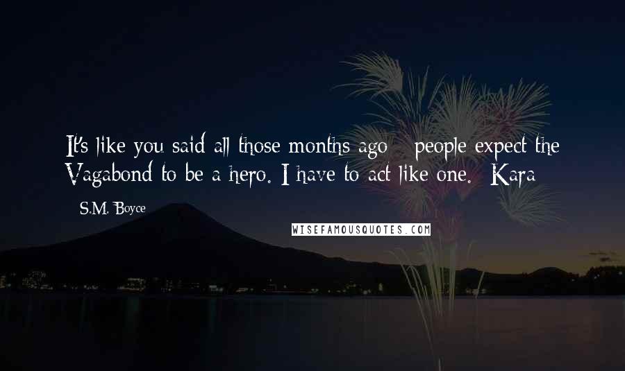 S.M. Boyce quotes: It's like you said all those months ago - people expect the Vagabond to be a hero. I have to act like one. -Kara