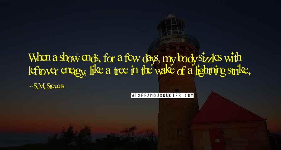 S.M. Stevens quotes: When a show ends, for a few days, my body sizzles with leftover energy, like a tree in the wake of a lightning strike.