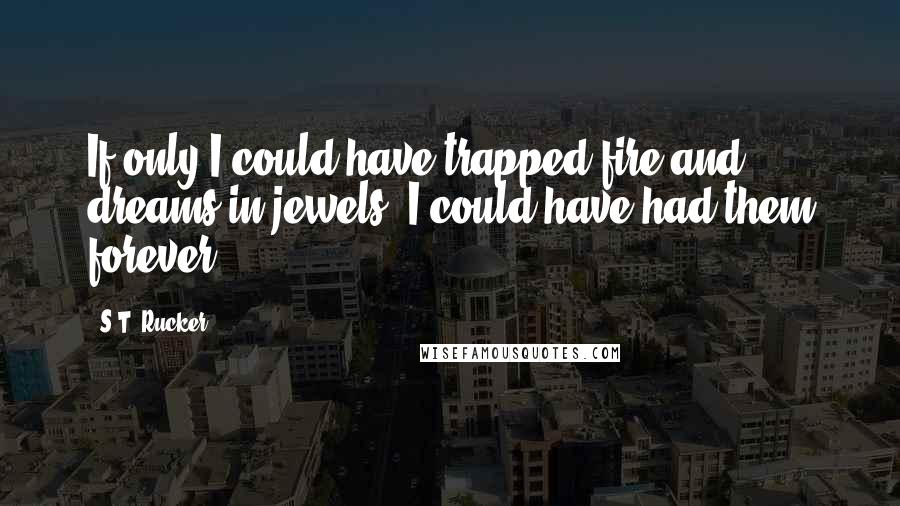 S.T. Rucker quotes: If only I could have trapped fire and dreams in jewels, I could have had them forever.