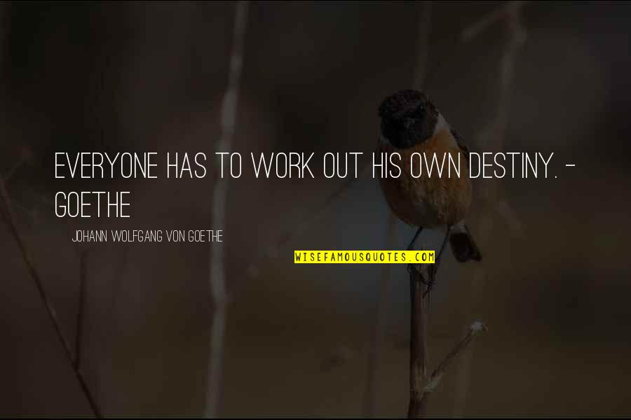Sa Paninira Quotes By Johann Wolfgang Von Goethe: Everyone has to work out his own destiny.